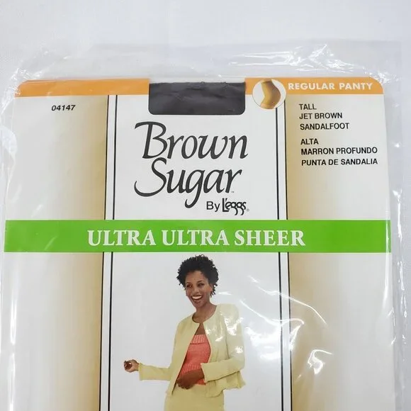 Leggs Brown Sugar Ultra Ultra Sheer Regular Pantyhose Tall Jet Brown Sandalfoot - Picture 2 of 6